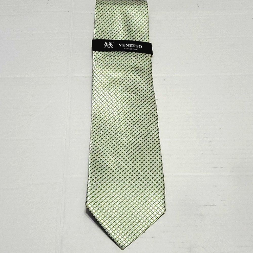 VTG Satin Cream & Light Green Diamond Pattern Office Career Tie